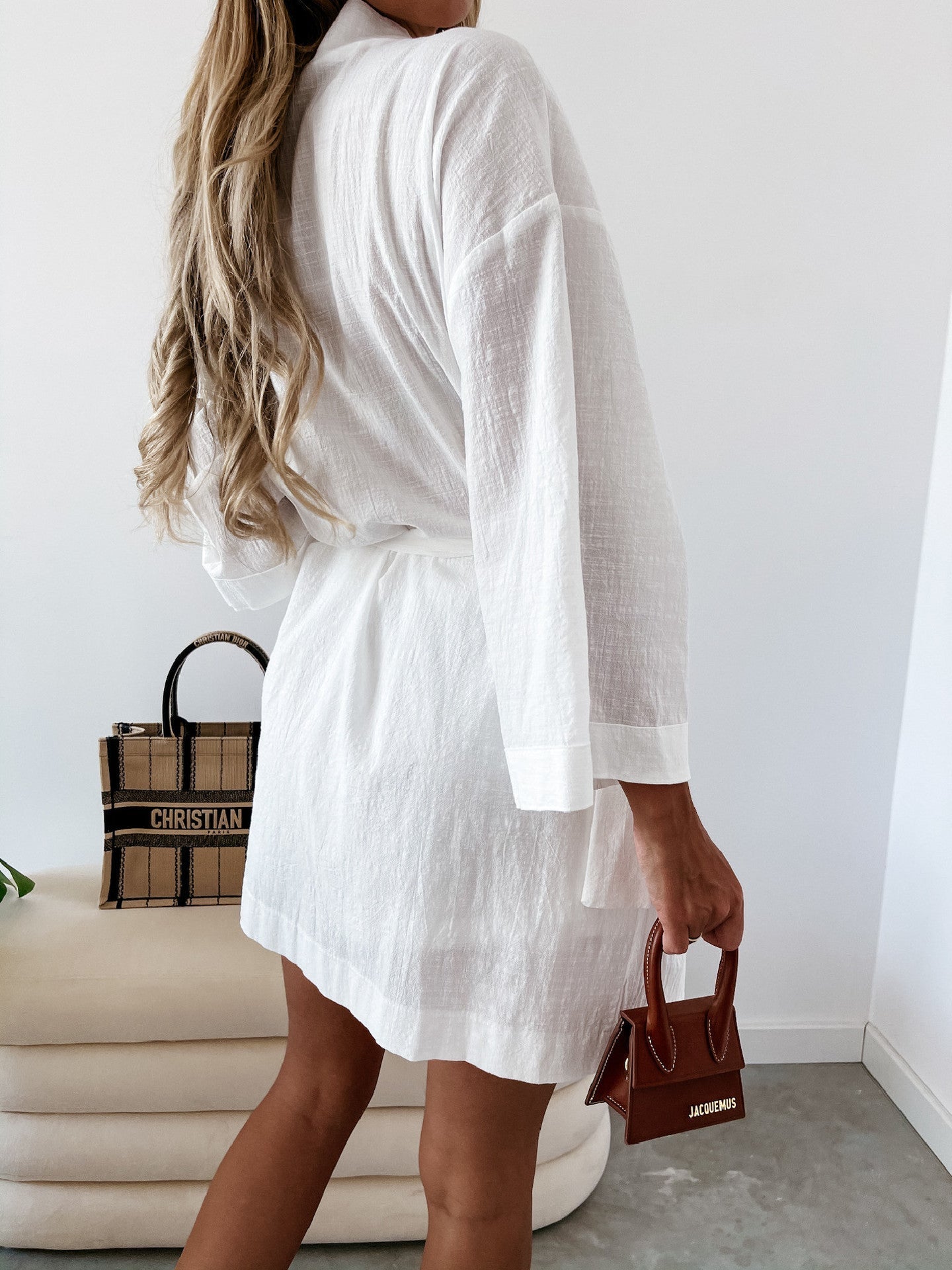 Penni Satin Balloon Sleeve Wrap Dress - Ivory