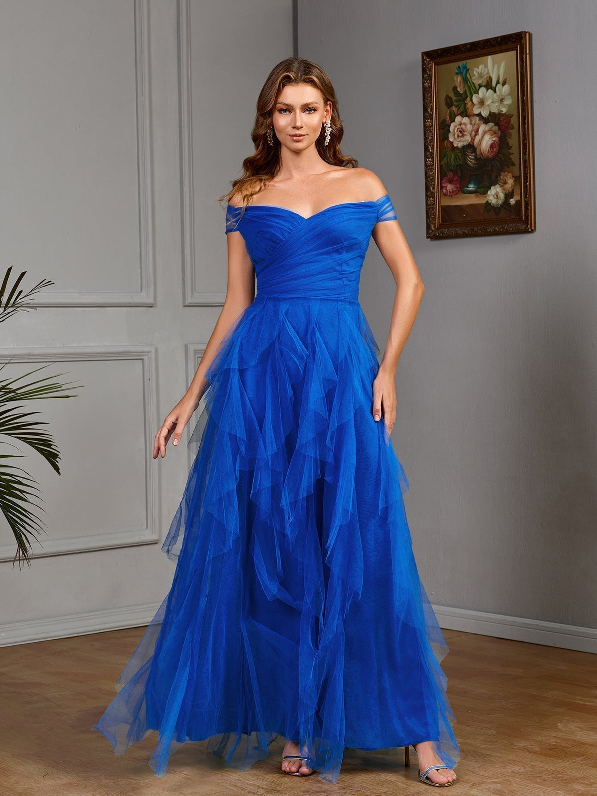 Mesh Off Shoulder Midi Dress Cocktail - View 2