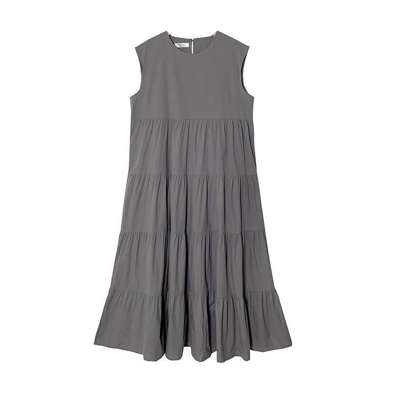 Crew Neck Sleeveless Tiered Ruffle Loose Midi Dress 5