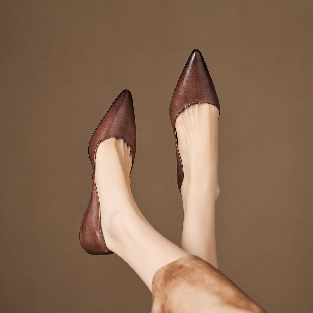 Pointed Toe Slip On Low Wedge Flats