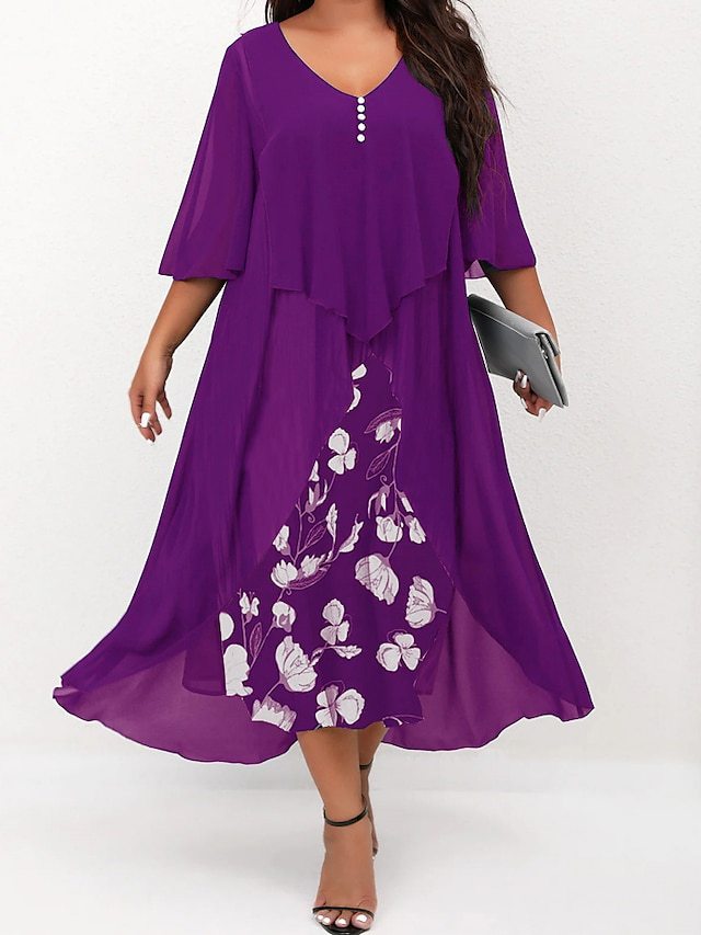Marina | Flowing Floral Midi Dress Purple