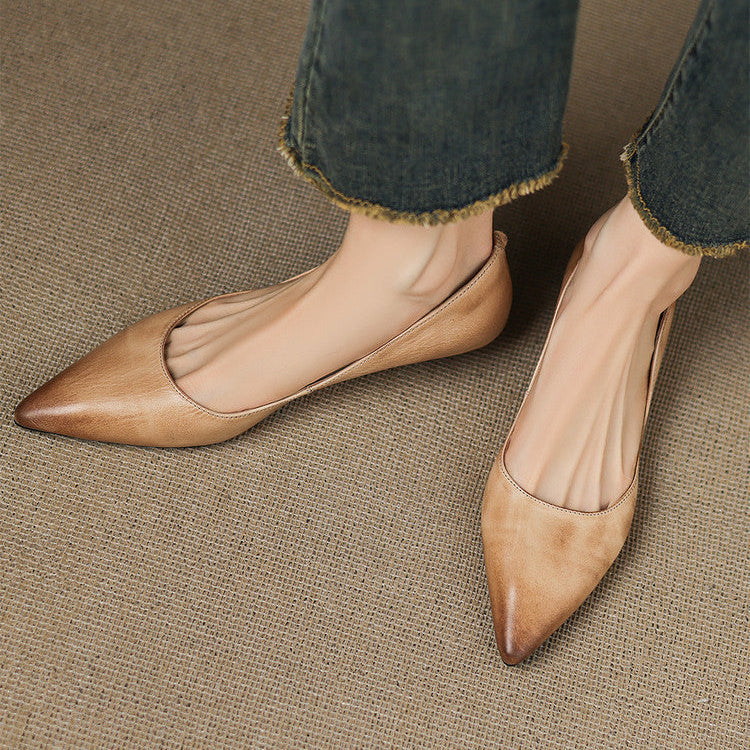 Pointed Toe Slip On Low Wedge Flats