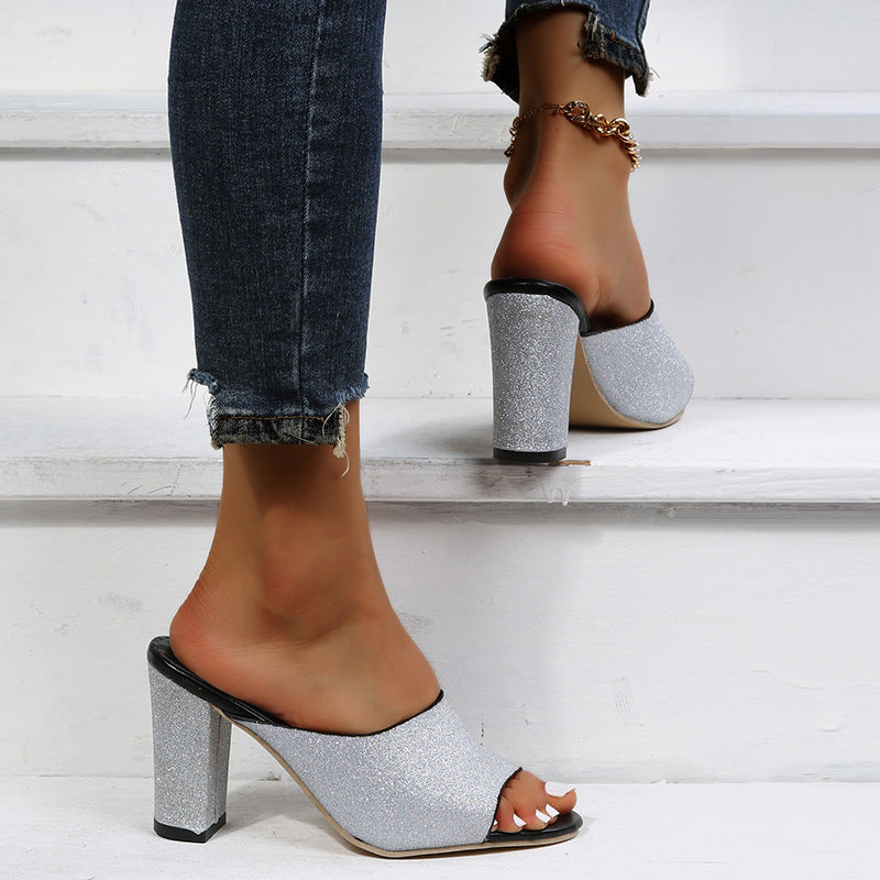 Get Ready Sequin Mule Heels
