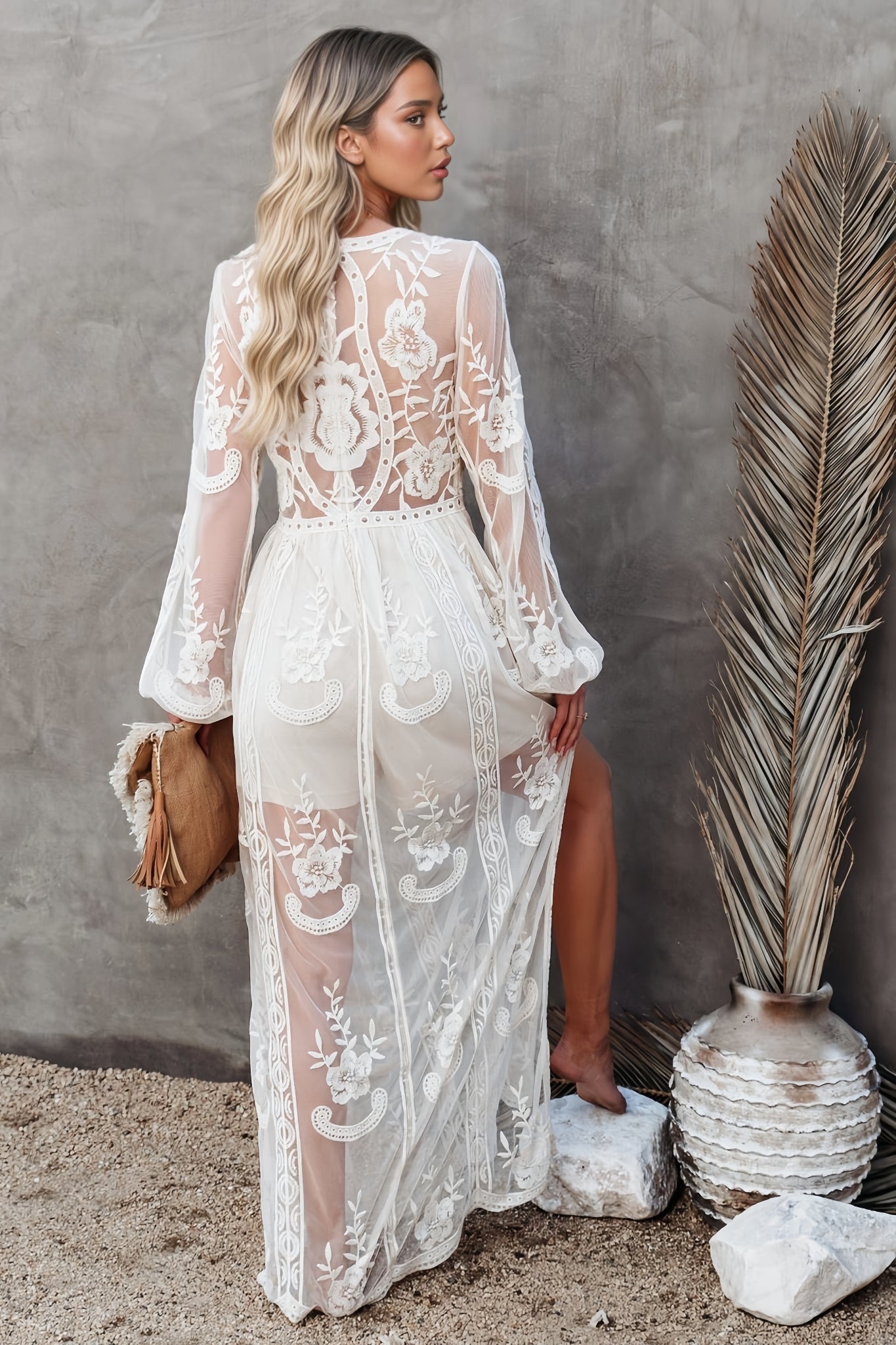 Elina Lace Long Sleeve Maxi Dress - View 5