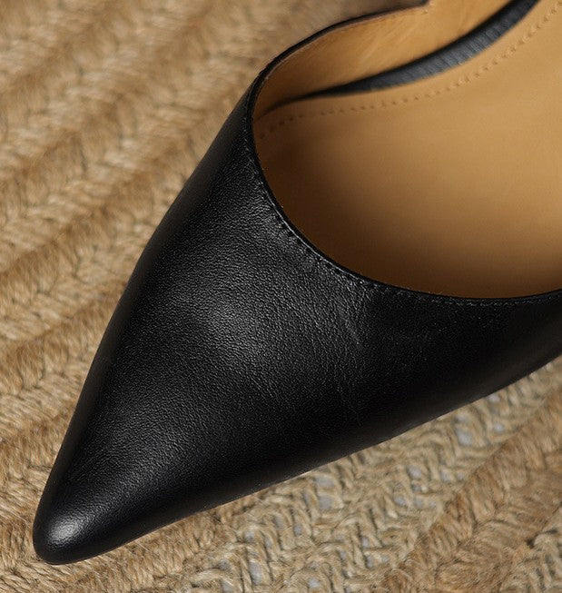 Pointed Toe Slip On Flared Kitten Heel Pumps