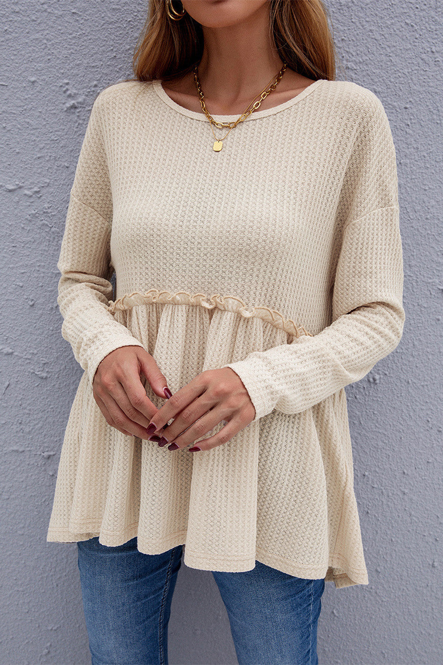 Round Neck Waffle Casual Shirt