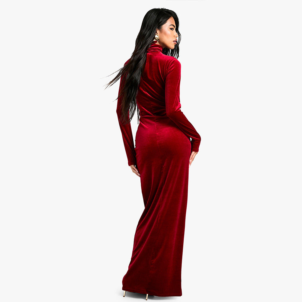 Restaurant Gorgeous Velvet Maxi Dress - View 4