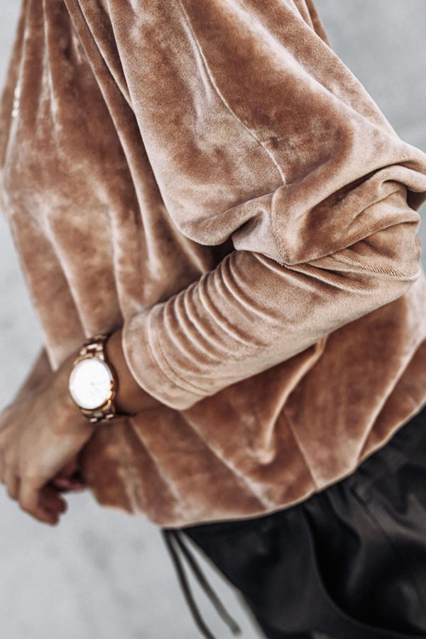 Cut Up Bat Sleeve Velvet Top