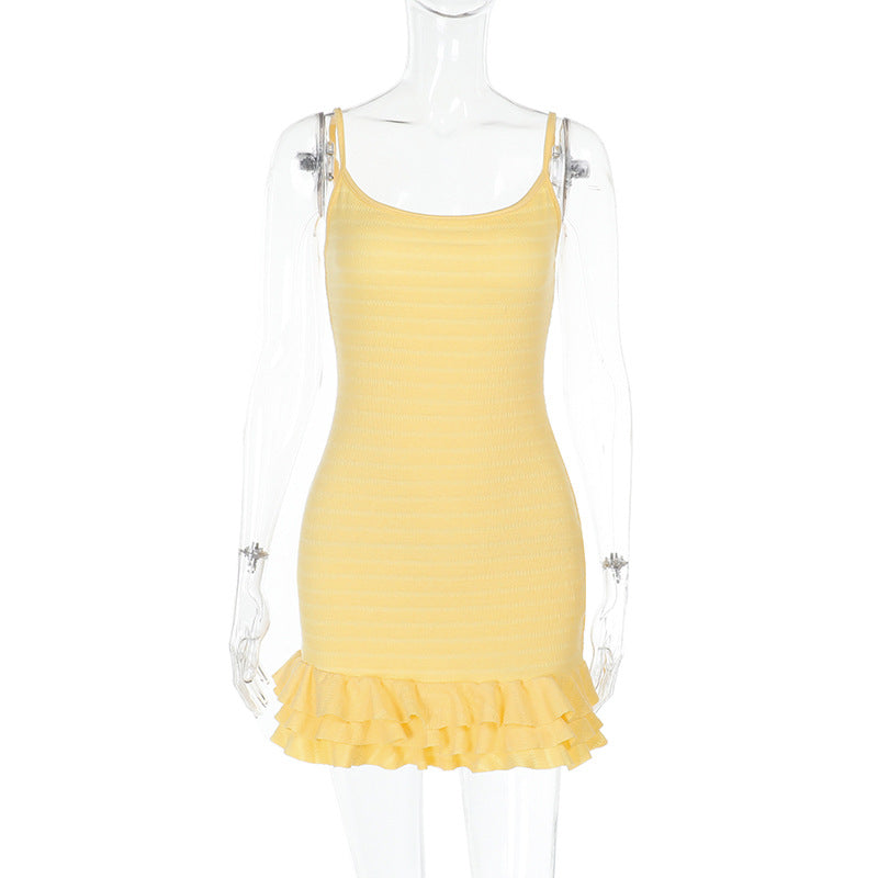 Textured Knit Scoop Neck Cami Tiered Ruffle Hem Bodycon Mini Dress 5