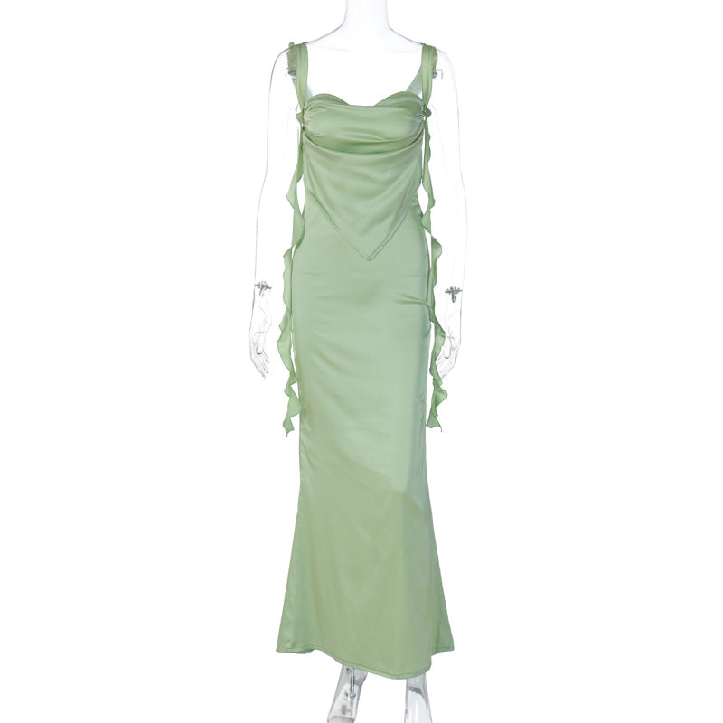 Summer Internet Celebrity Same Lace Strap Backless Ruffled Dress - View 5