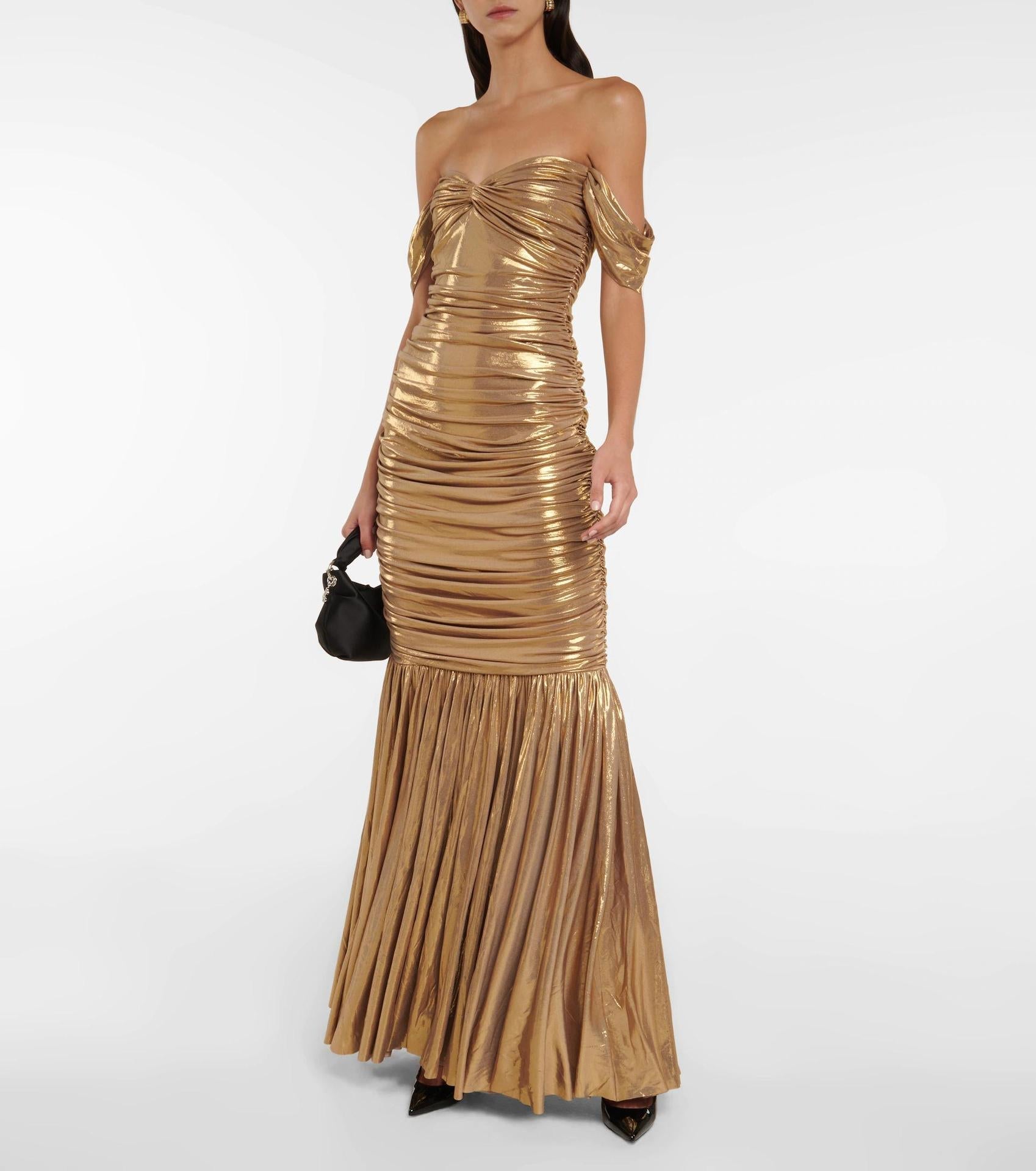 Metallic Coated Fabric Women Clothing Chic Tube Top Raglan Sleeve Dress Solid Color Slim Fit Maxi Dress