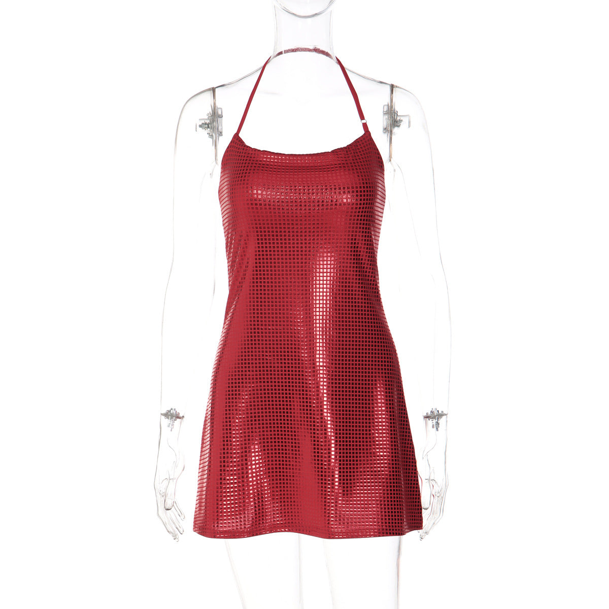 Sequin Halter Neck Open Back Bodycon Party Mini Dress 3