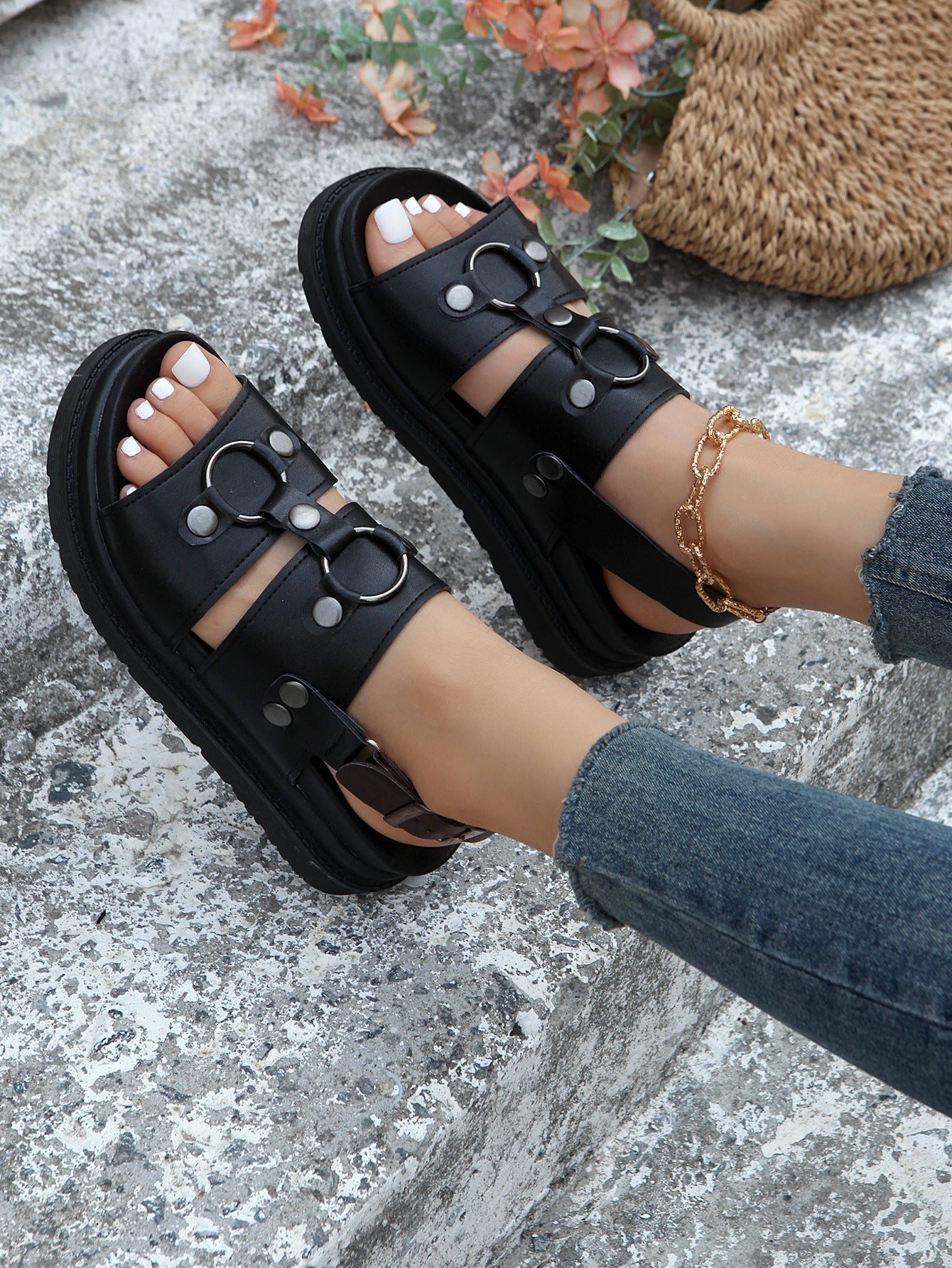 Buckle Strap Thick Sole Soft Bottom Roman Sandals