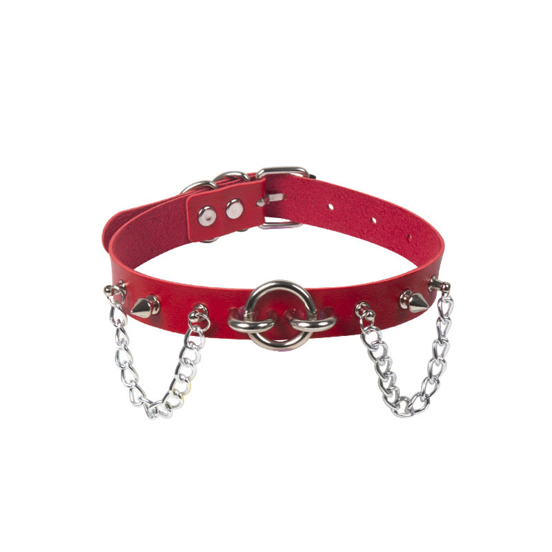 Personality Oring Rivet Chain PU Necklace