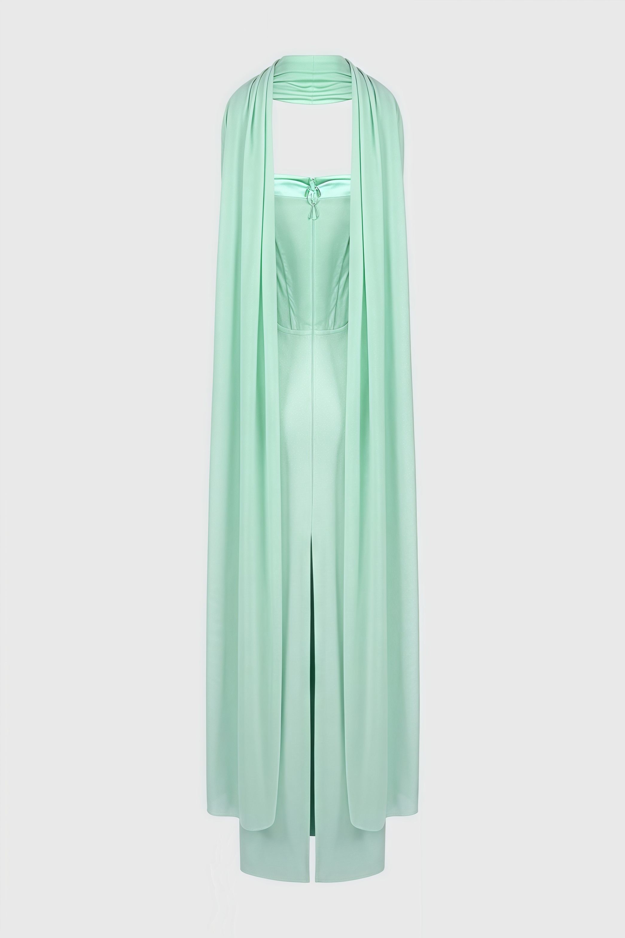 Gened Green Ribbon Sheer Chiffon Maxi Dress - View 5
