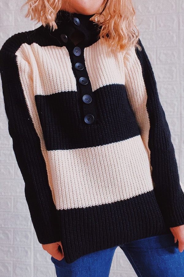 Saturday In the Park Stripe Button Sweater