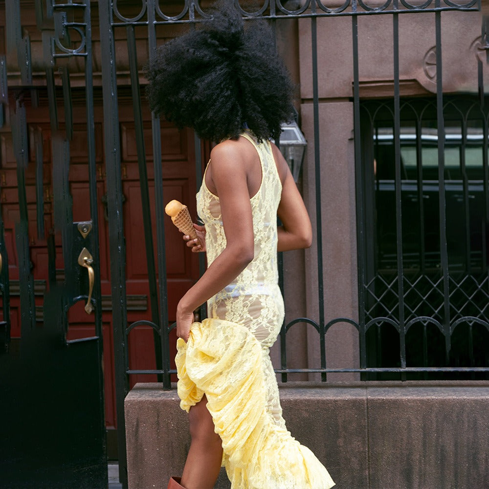 Lace See-Through Irregular Dress