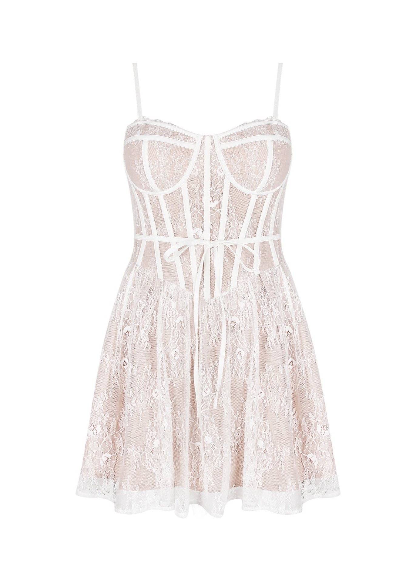 Lace Corset Sweetheart Spaghetti Strap Fit and Flare Mini Dress