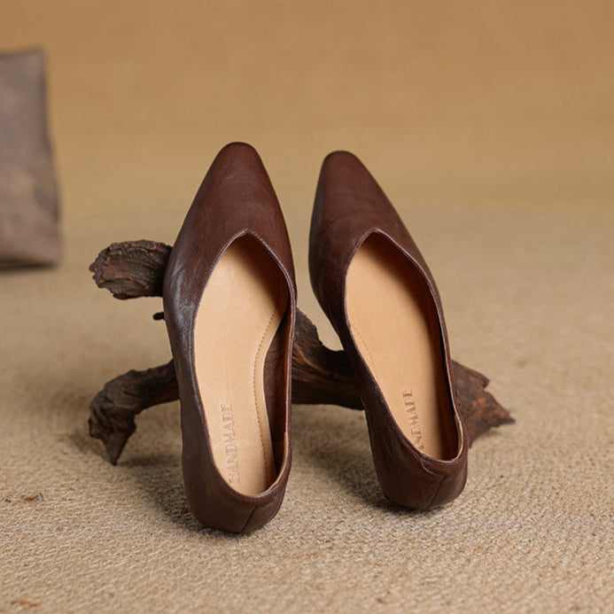 Pointed Toe V Cut Slip On Flats