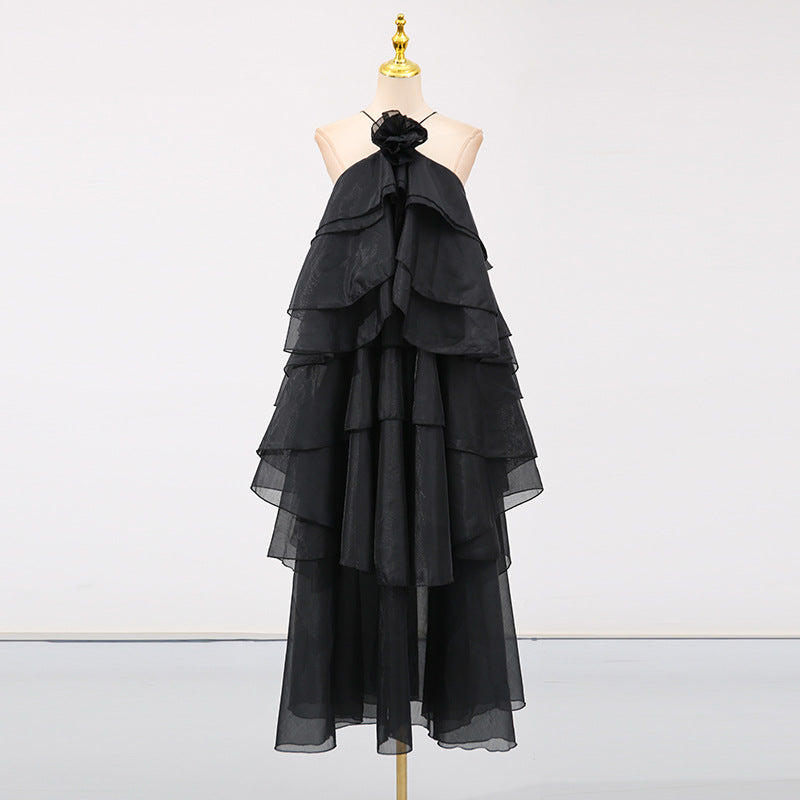 Chiffon One Shoulder Tiered Ruffle Maxi Gown 6