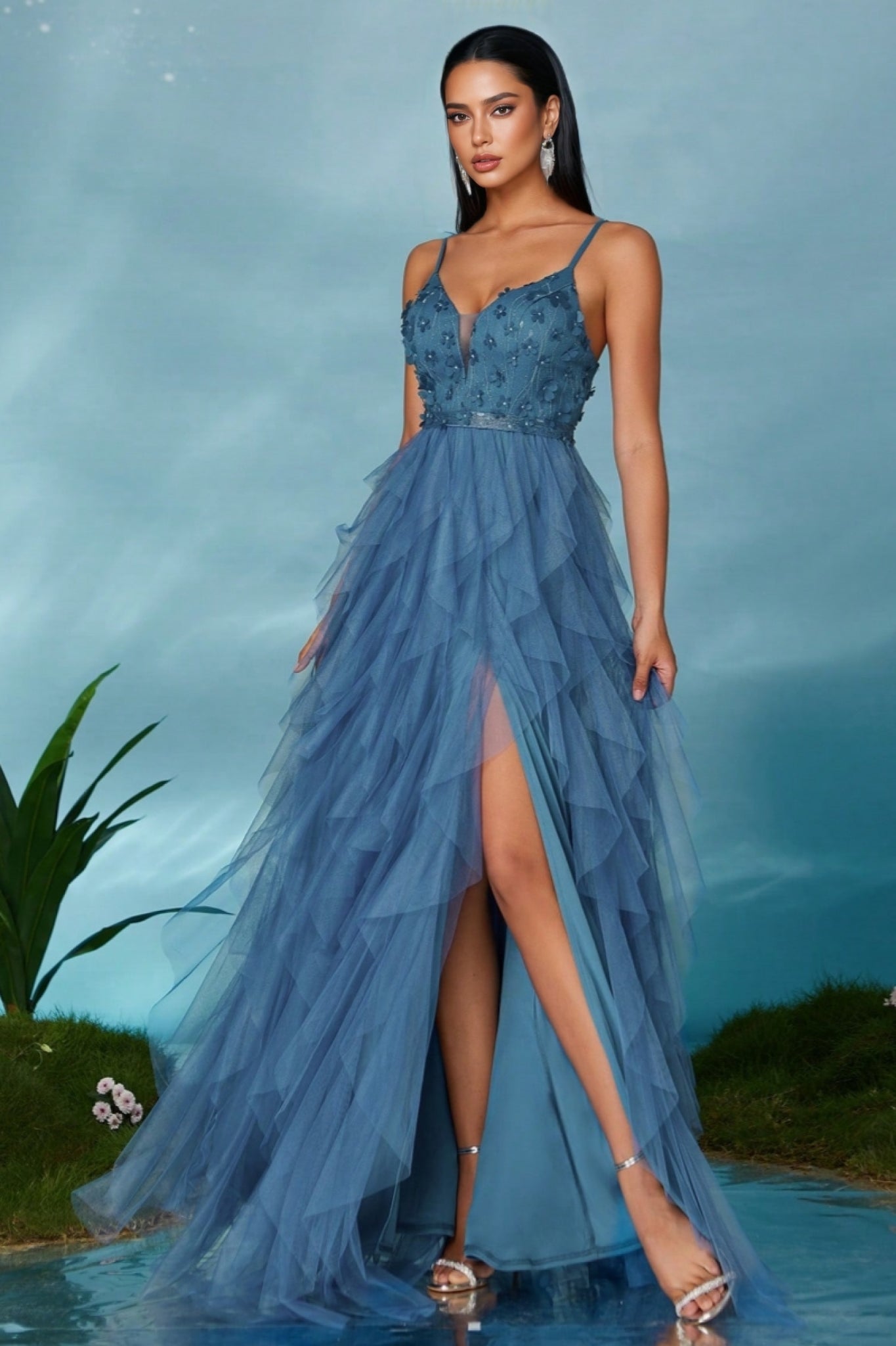 Harlow Halter Mesh Maxi Dress - View 3