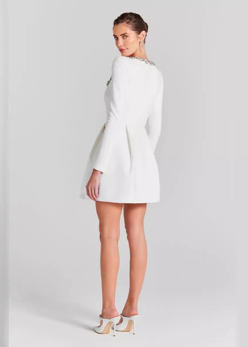 Embellished Square Neck Mini Dress - View 8
