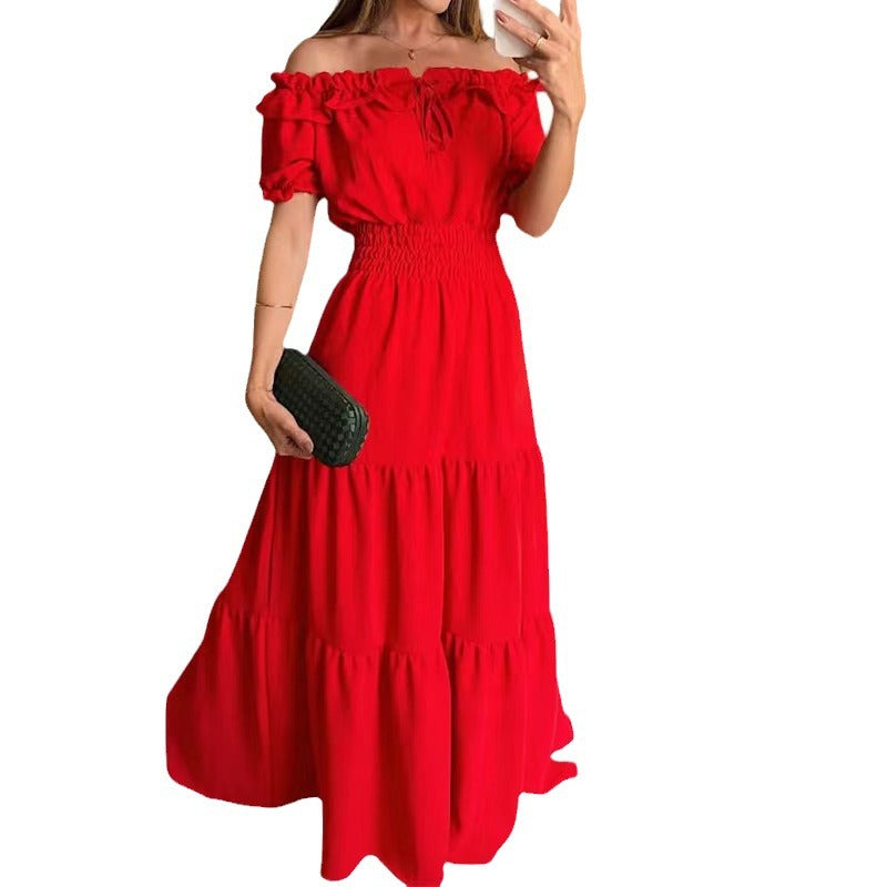 Off Shoulder Puff Sleeve Smocked Tiered Maxi Dress 5