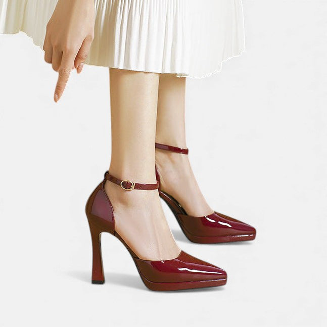 Pointed Toe Ankle Strap Platform Stiletto Pumps