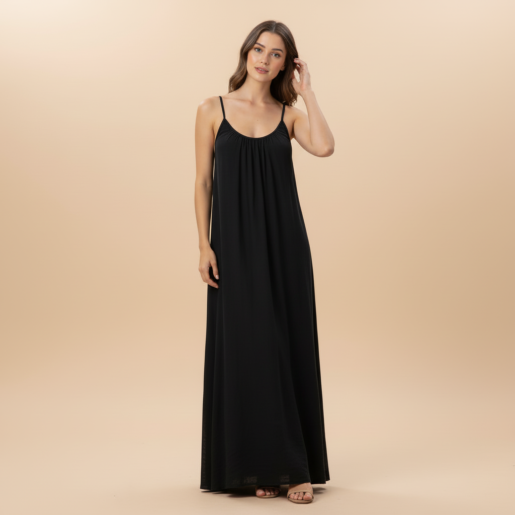 Spaghetti Strap Loose Fit Maxi Dress 19