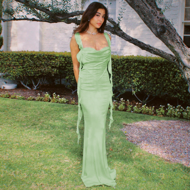 Summer Internet Celebrity Same Lace Strap Backless Ruffled Dress - View 4