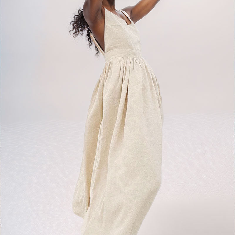 One Shoulder Sleeveless High Split Loose Midi Dress 3