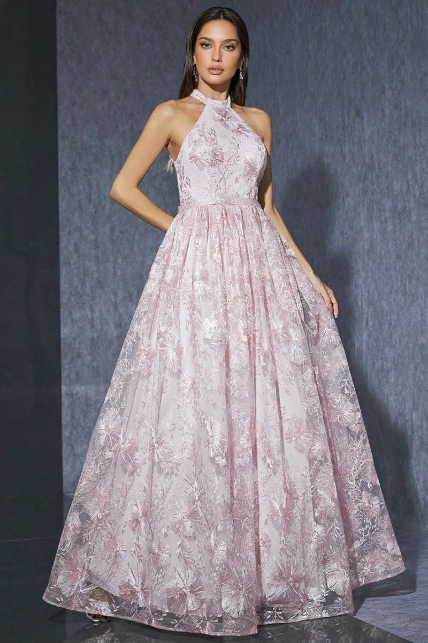 Bea Neckline Pink Mesh Maxi Dress - View 2