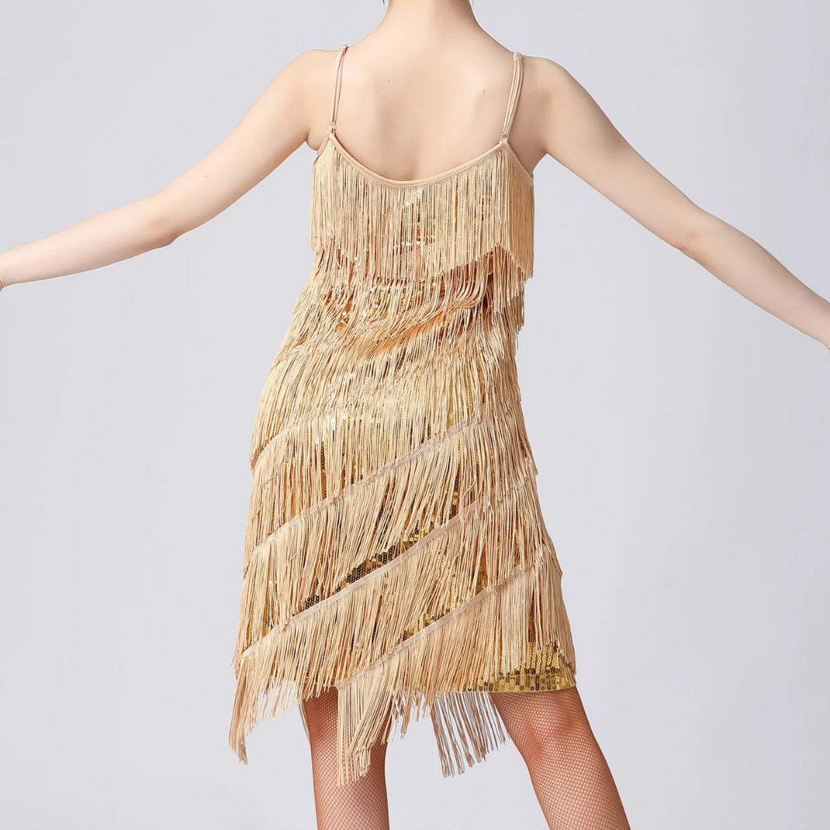 Tiered Fringe Sequin Spaghetti Strap Flapper Mini Dress 2