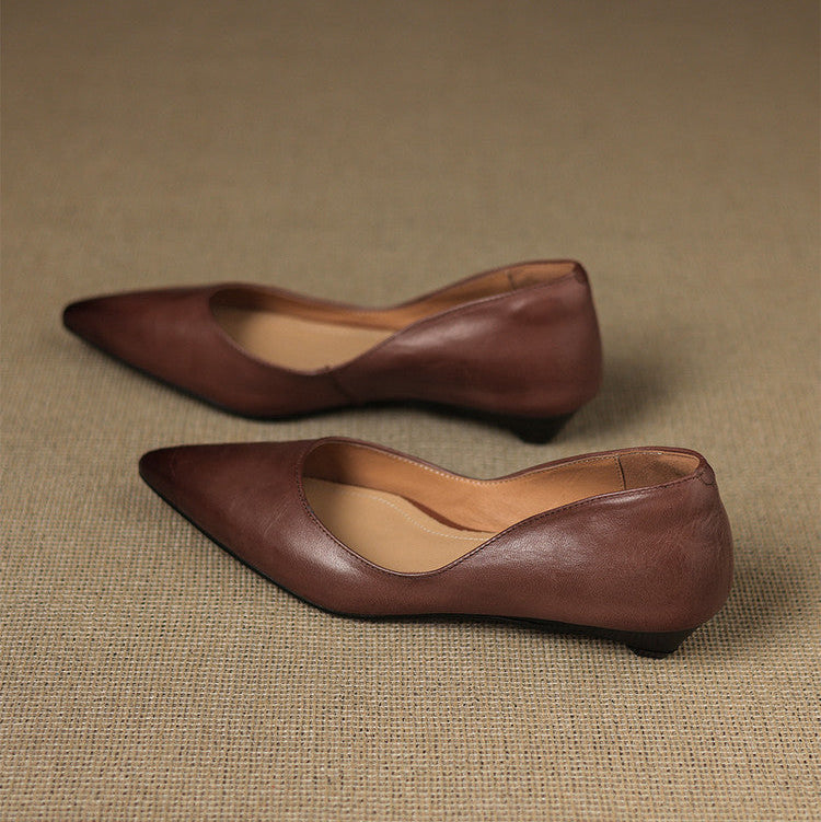 Pointed Toe Slip On Low Wedge Flats