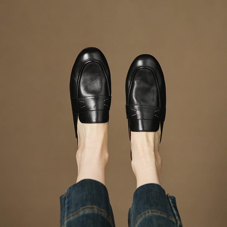 Square Toe Flat Penny Loafer Mules