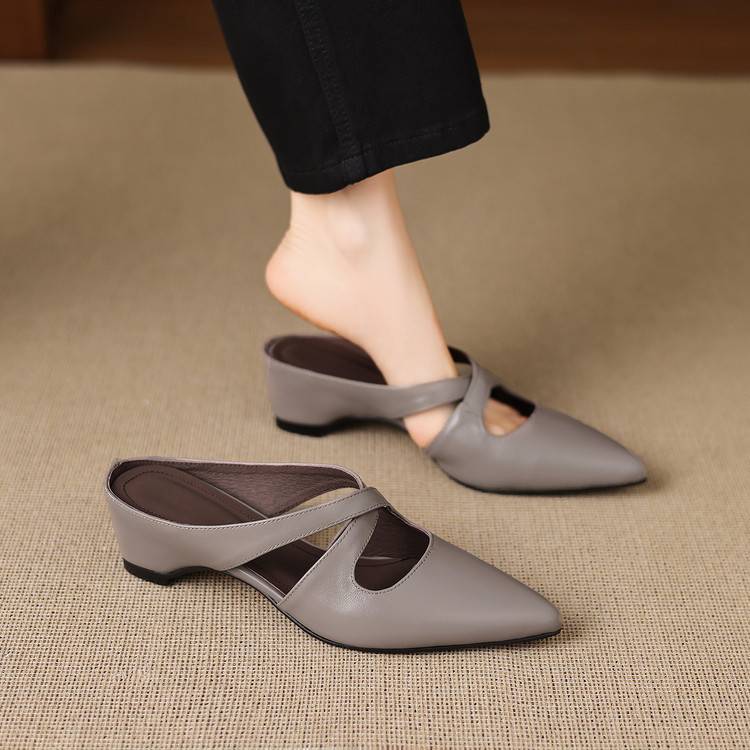 Pointed Toe Cross Strap Mary Jane Flats