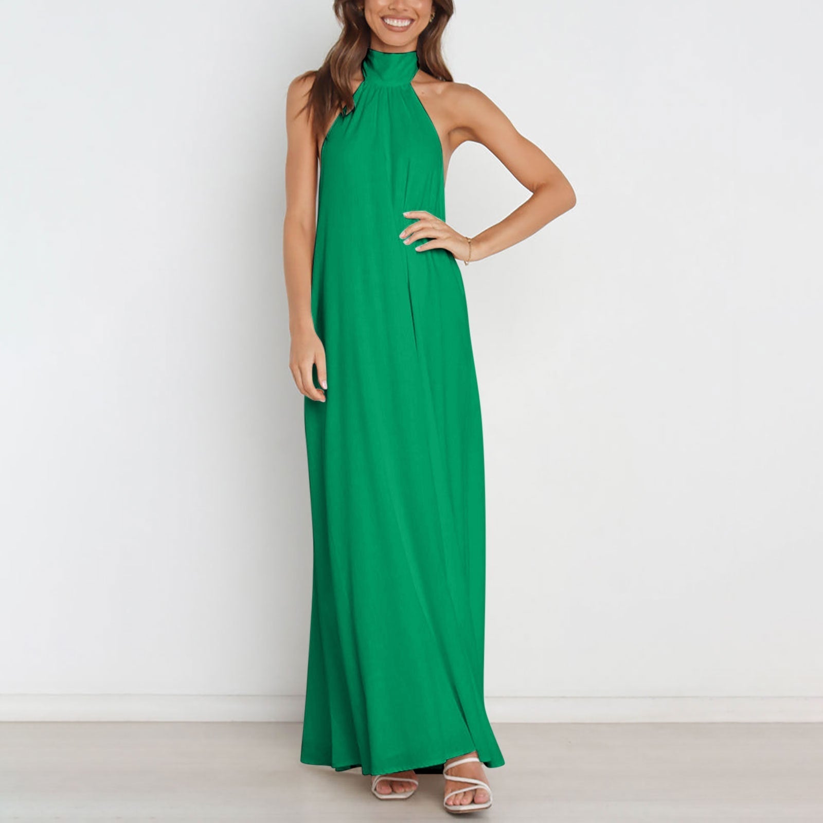 Mitra Backless Halter Maxi Dress