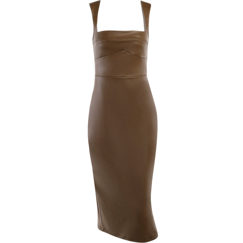 Women Clothing Autumn Slim Leather Vest Strap