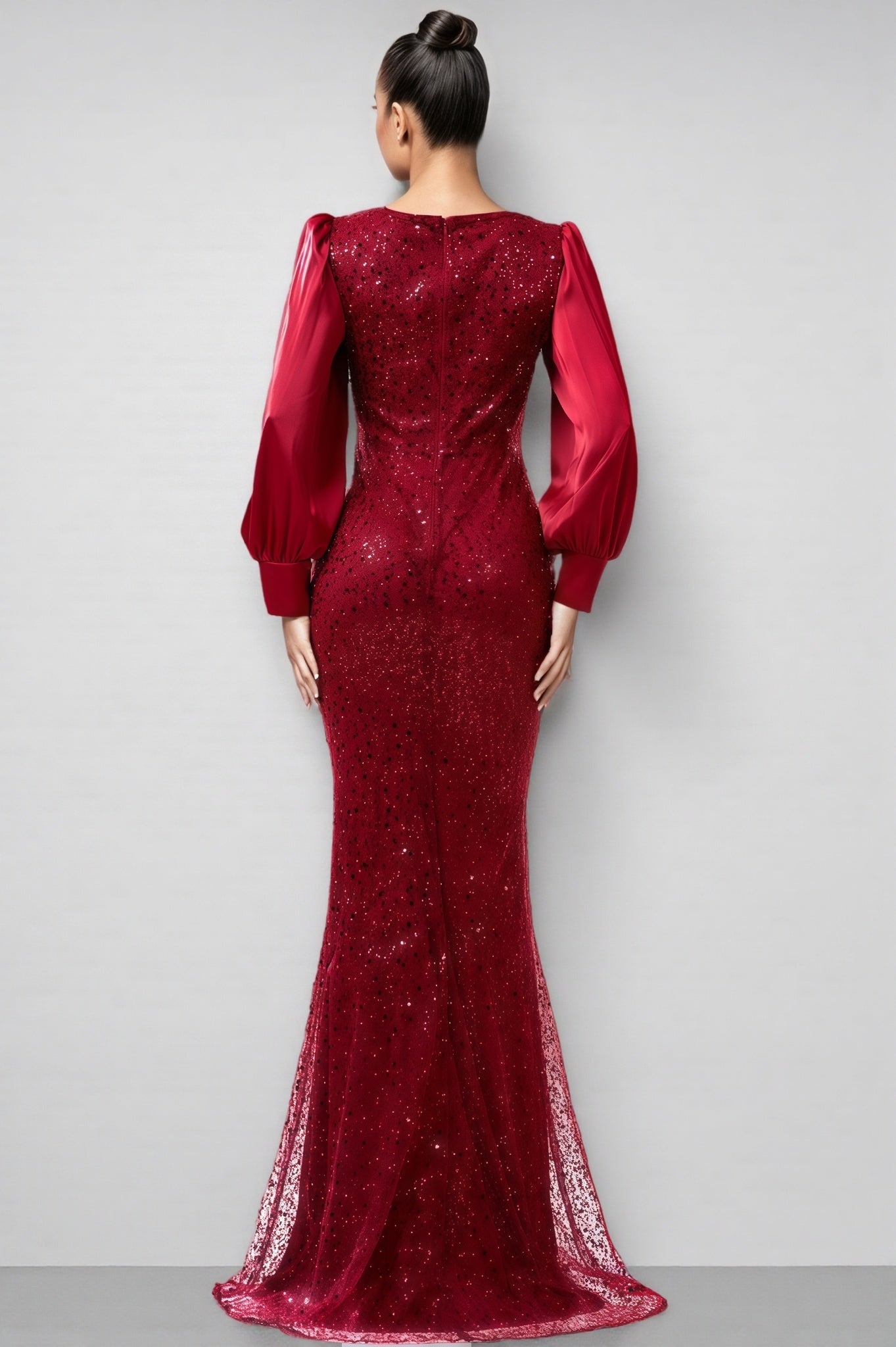 Paxton Red Round Neck Sequin Maxi Dress - View 6