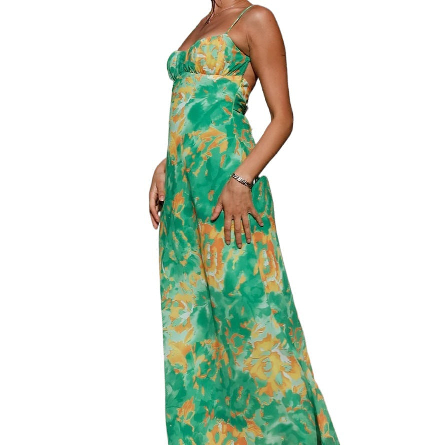 Wanda Exclusive Women's Floral Maxi Dress with Ruffle Hem Premium Edit