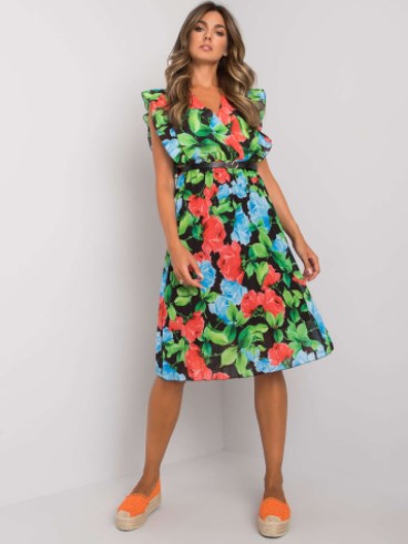 Eugenia Statement Women's Flower Ruffle Midi Dress Elevated Occasion Wear