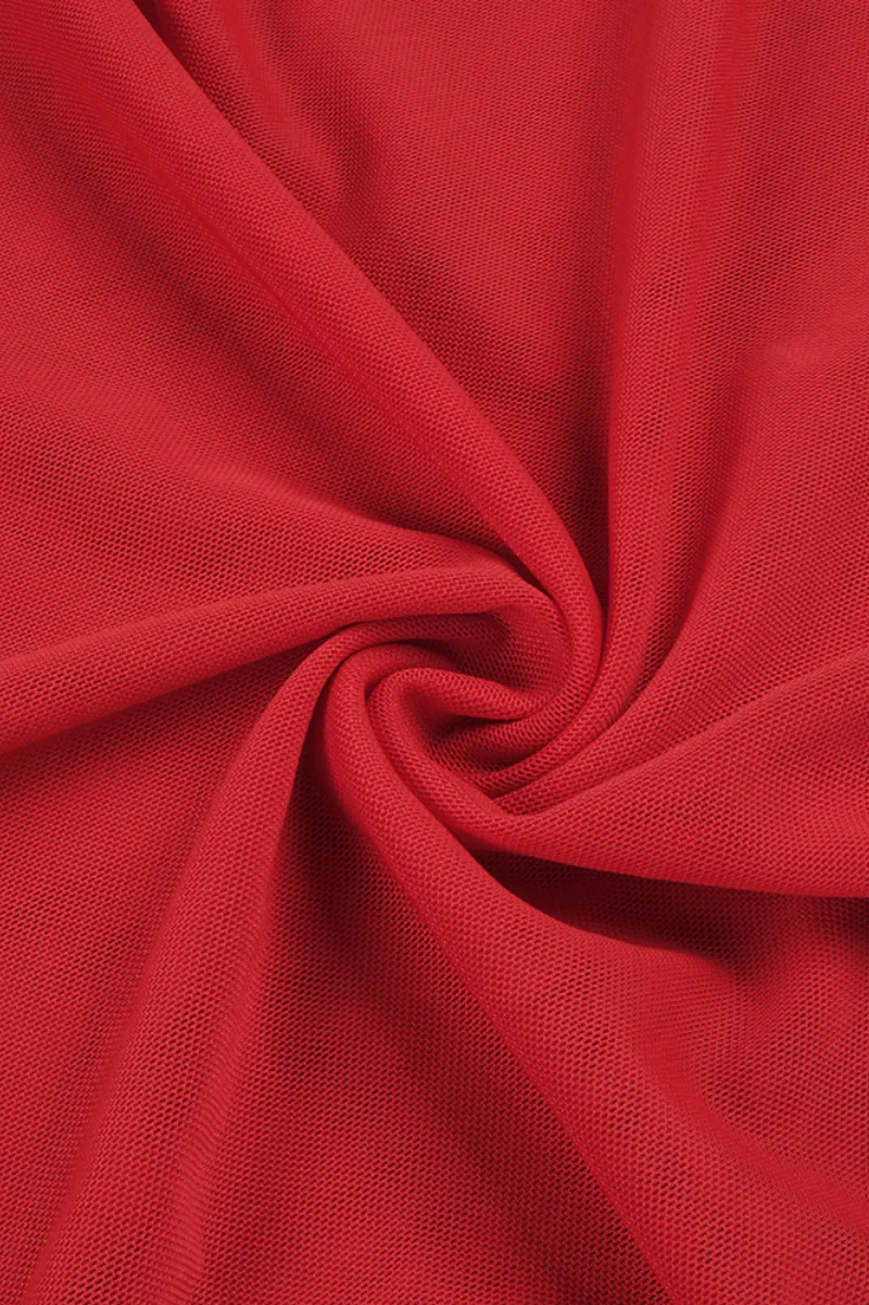 Nydia Red Strapless Sheer Mesh Maxi Dress - View 6