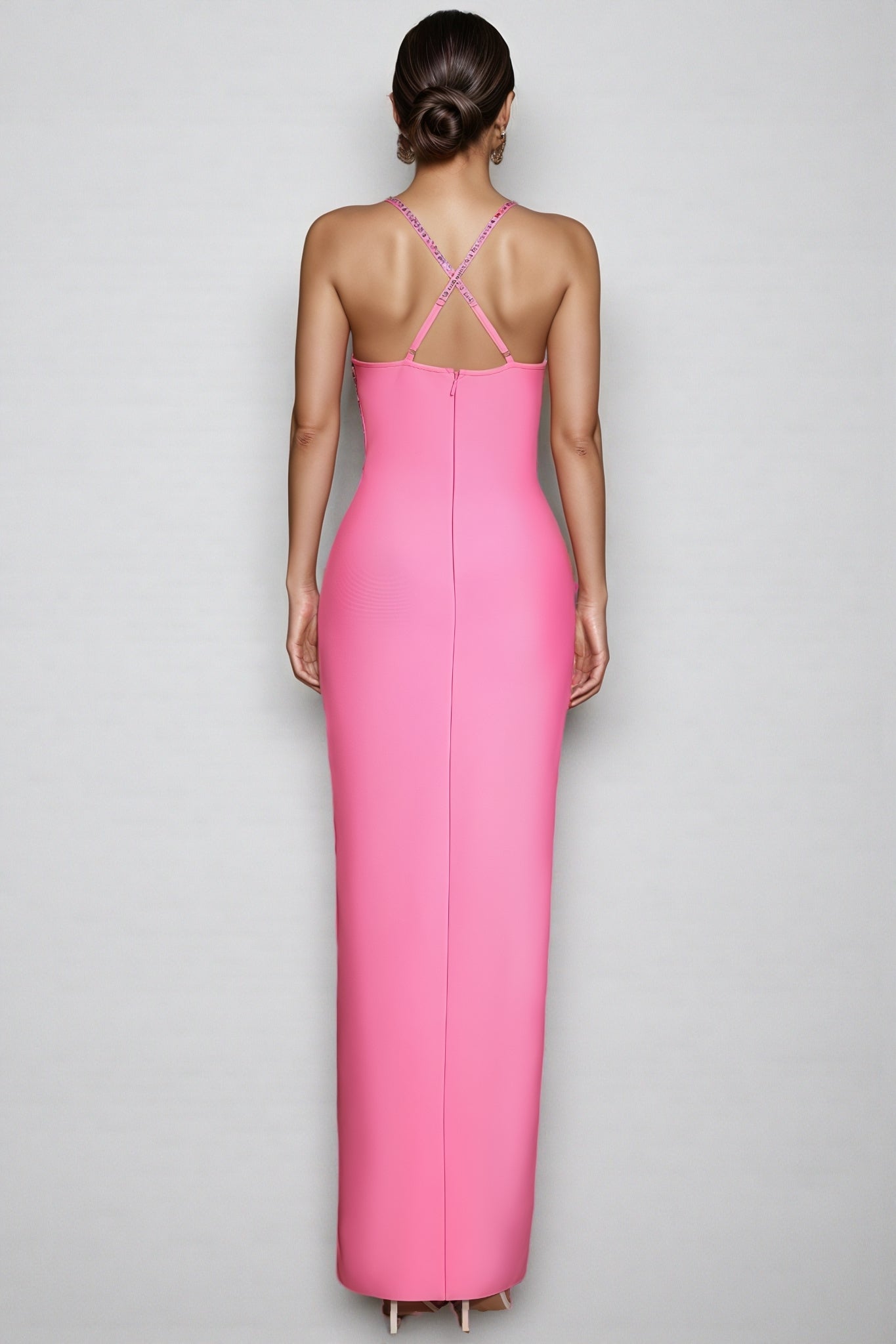 Sayert Pink Rhinestone Strapless Maxi Dress - View 4
