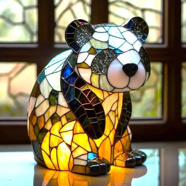 Stained Glass Style Panda Table Lamp