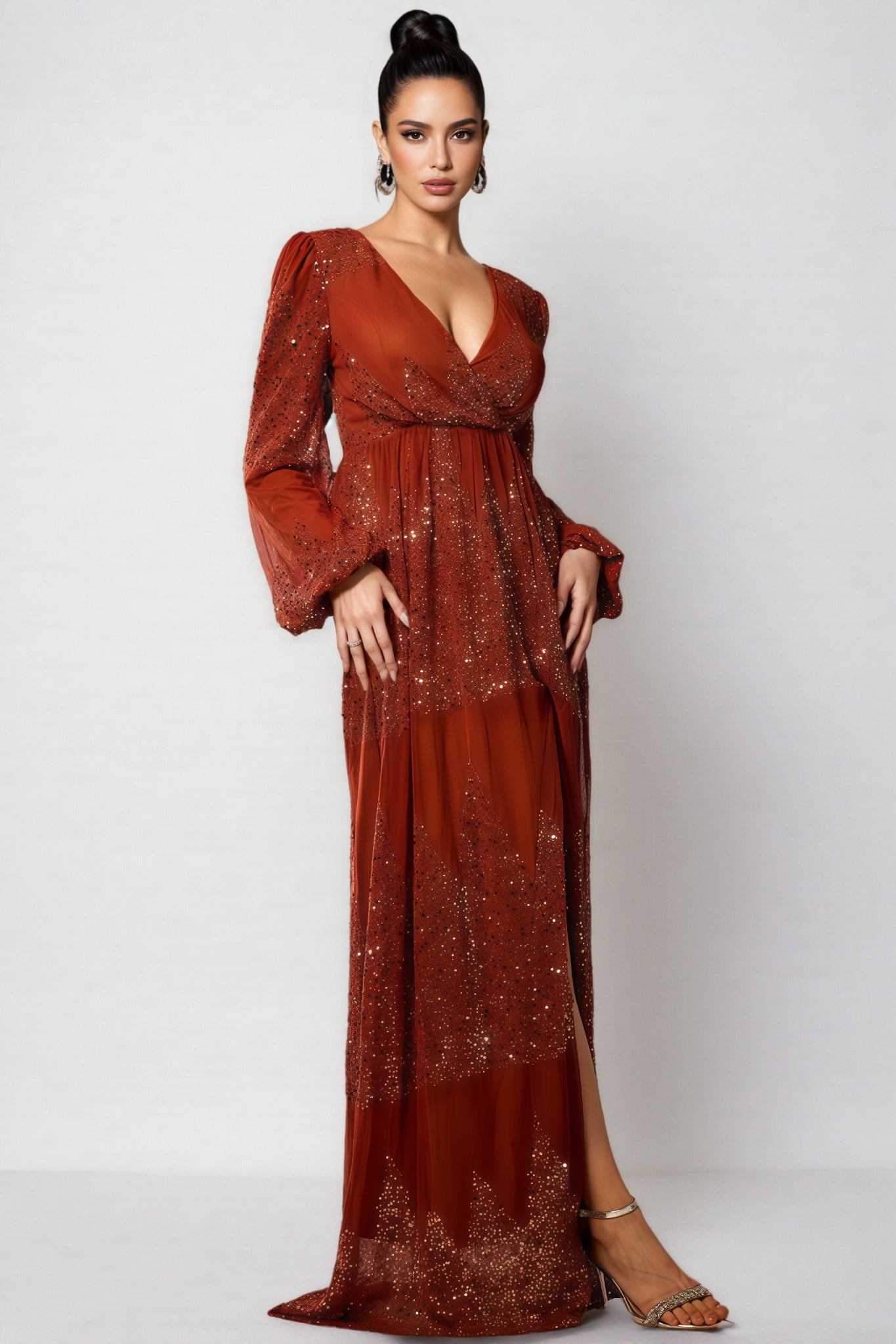 Lian V-Neck Sequin Maxi Dress - View 5