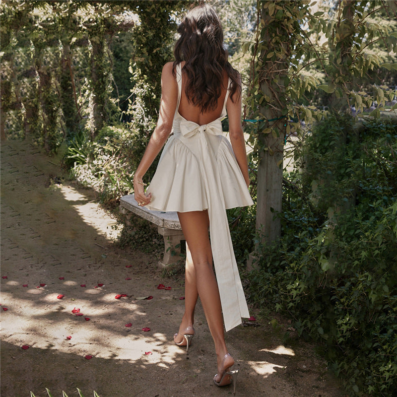 Summer Women Sexy Backless Lace up Bow Evening Dress Women - View 4