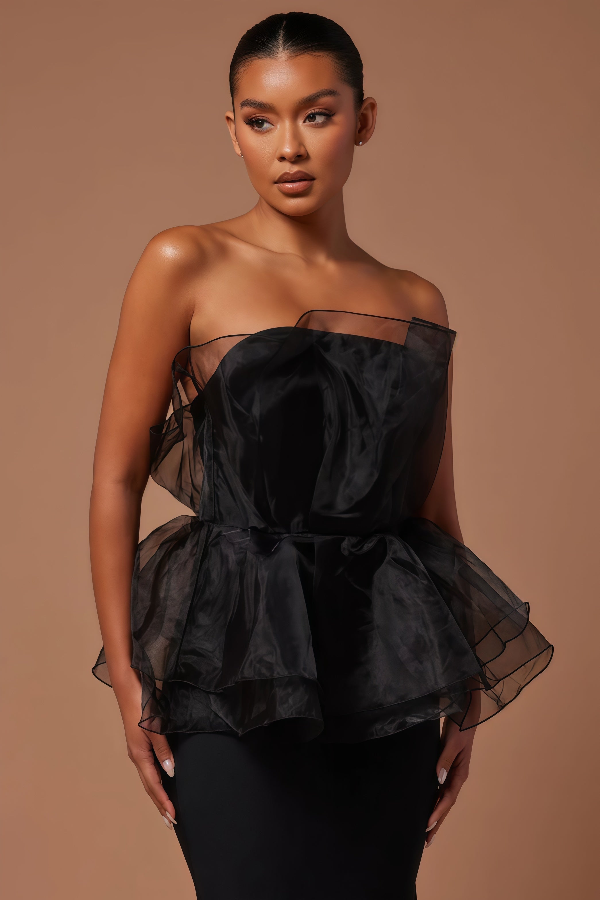 Eli Black Sheath Mesh Maxi Dress - View 3
