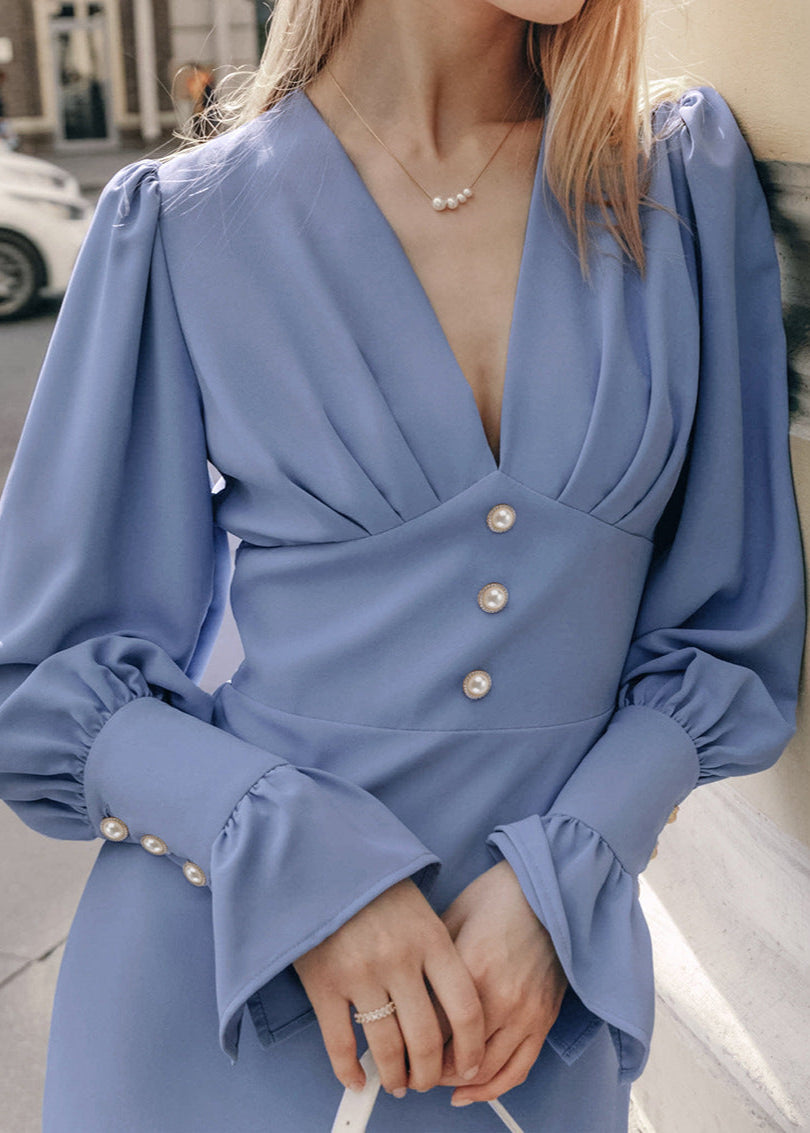 Buttoned Sophia Elegance Midi Dress