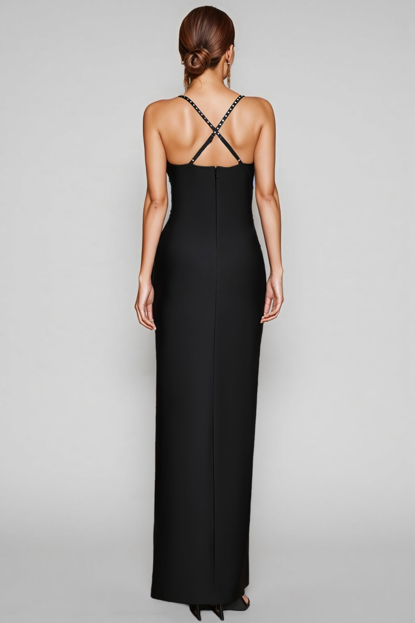Ronetl Black Rhinestone Strapless Maxi Dress - View 5