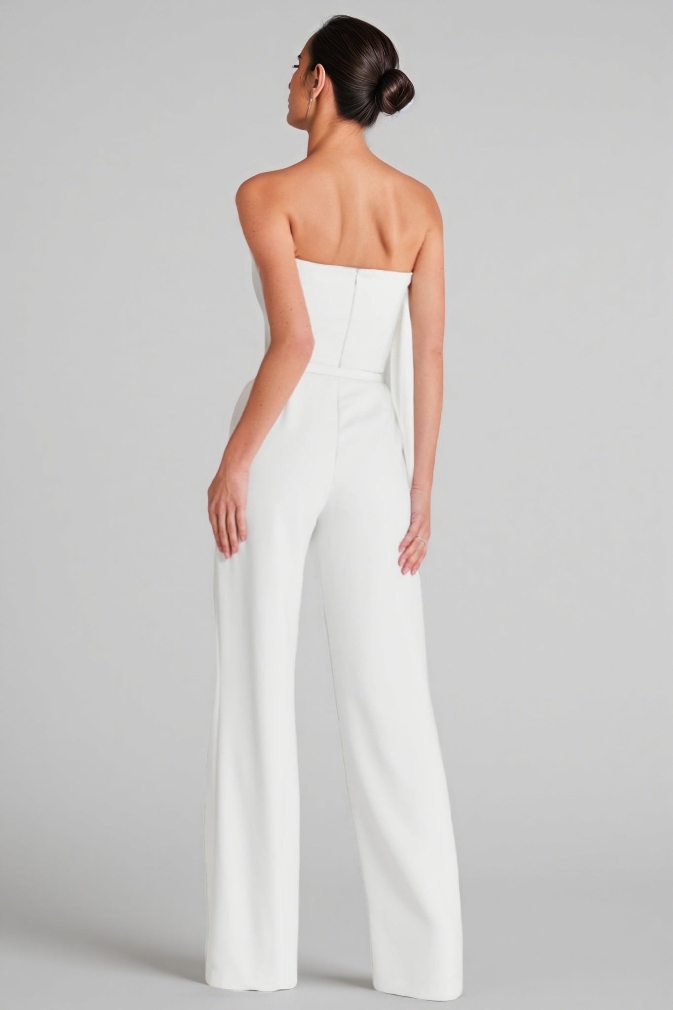 Mesh Pearl Embellished Tuxedo Lapel Belted Wide Leg Jumpsuit